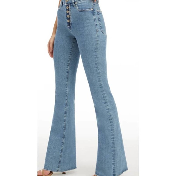 Good American Denim - Good American Light Blue High-Rise Flare Jeans